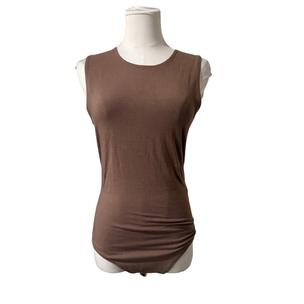 Abercrombie Fitch Medium Brown Soft Collection Sleeveless Bodysuit Crewneck